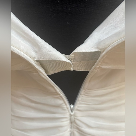 CACHE STRAPLESS GOLD BEADED RHINESTONE RESORT FORMAL WEDDING MINI DRESS SZ 12 - Picture 10 of 15